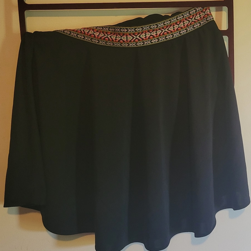 Embroidered Black Mini Skirt